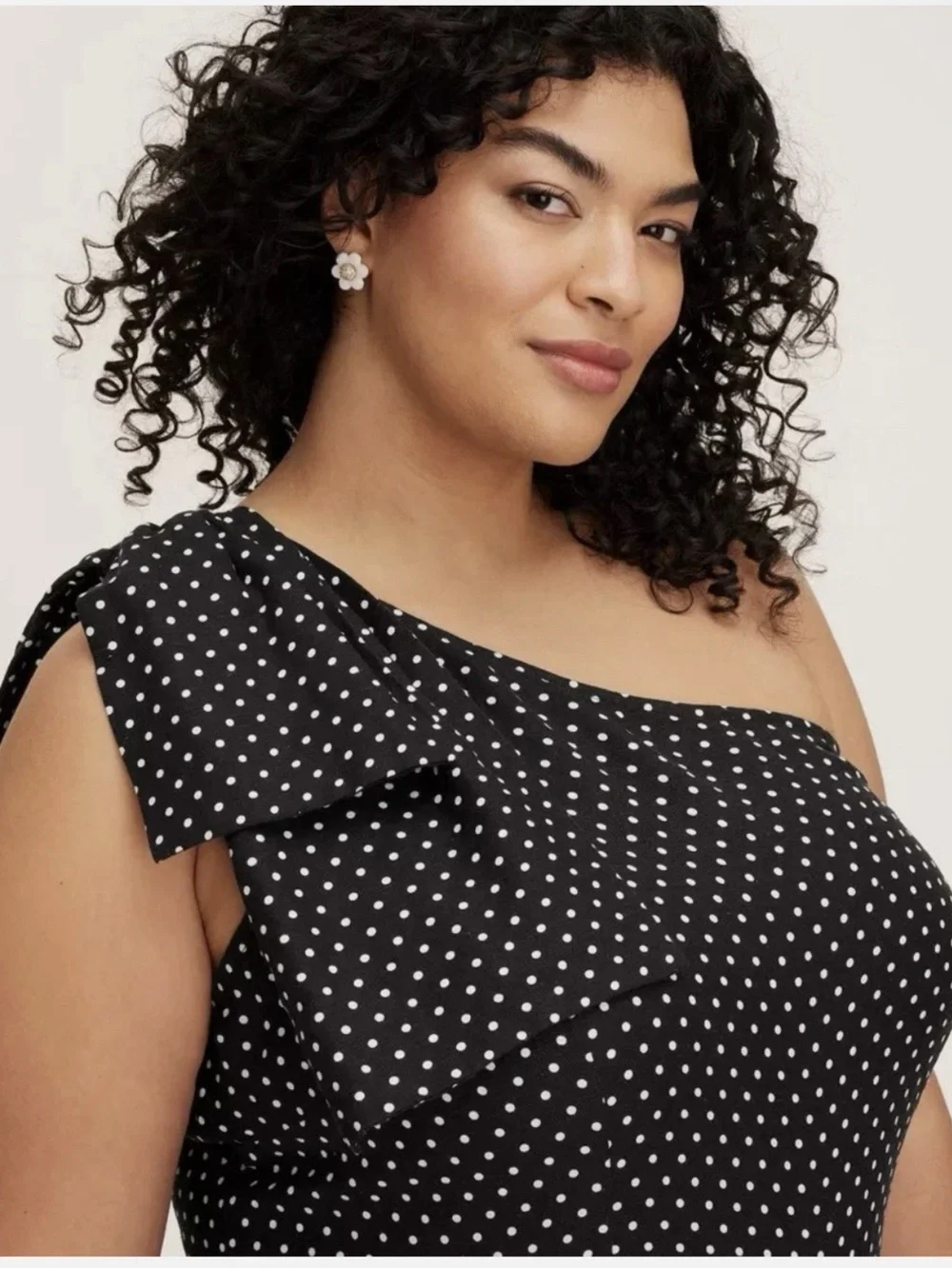kate spade Black and White One-Shoulder Polka Dot Jumpsuit